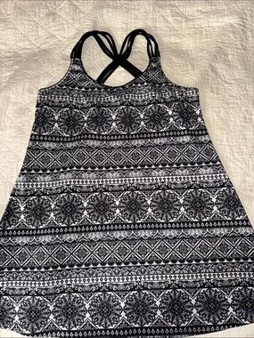 Black & White Geometric Crossback Swim Coverup Dress